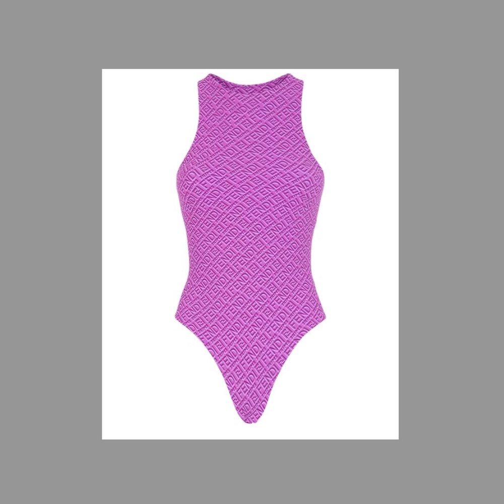 Purple Textured High-Neck Women's Bodysuit